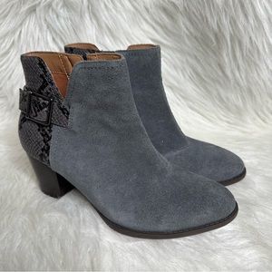 Vionic Naomi Ankle Boot Suede & Snake Embossed Print  Booties Size 8